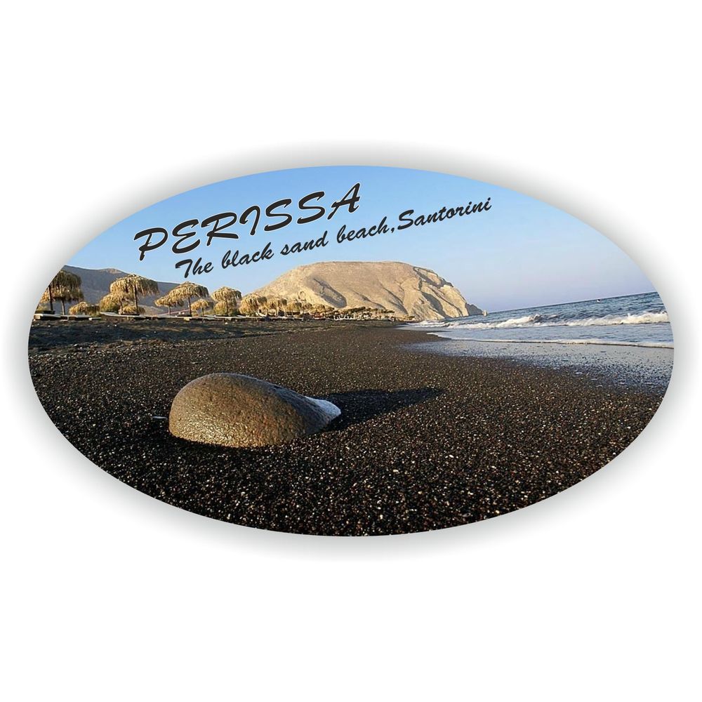 Perissa The Black Sand Beach Santorini Flag