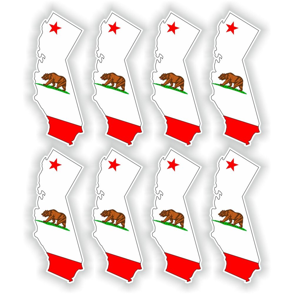 8 x California Map Flag Silhouette