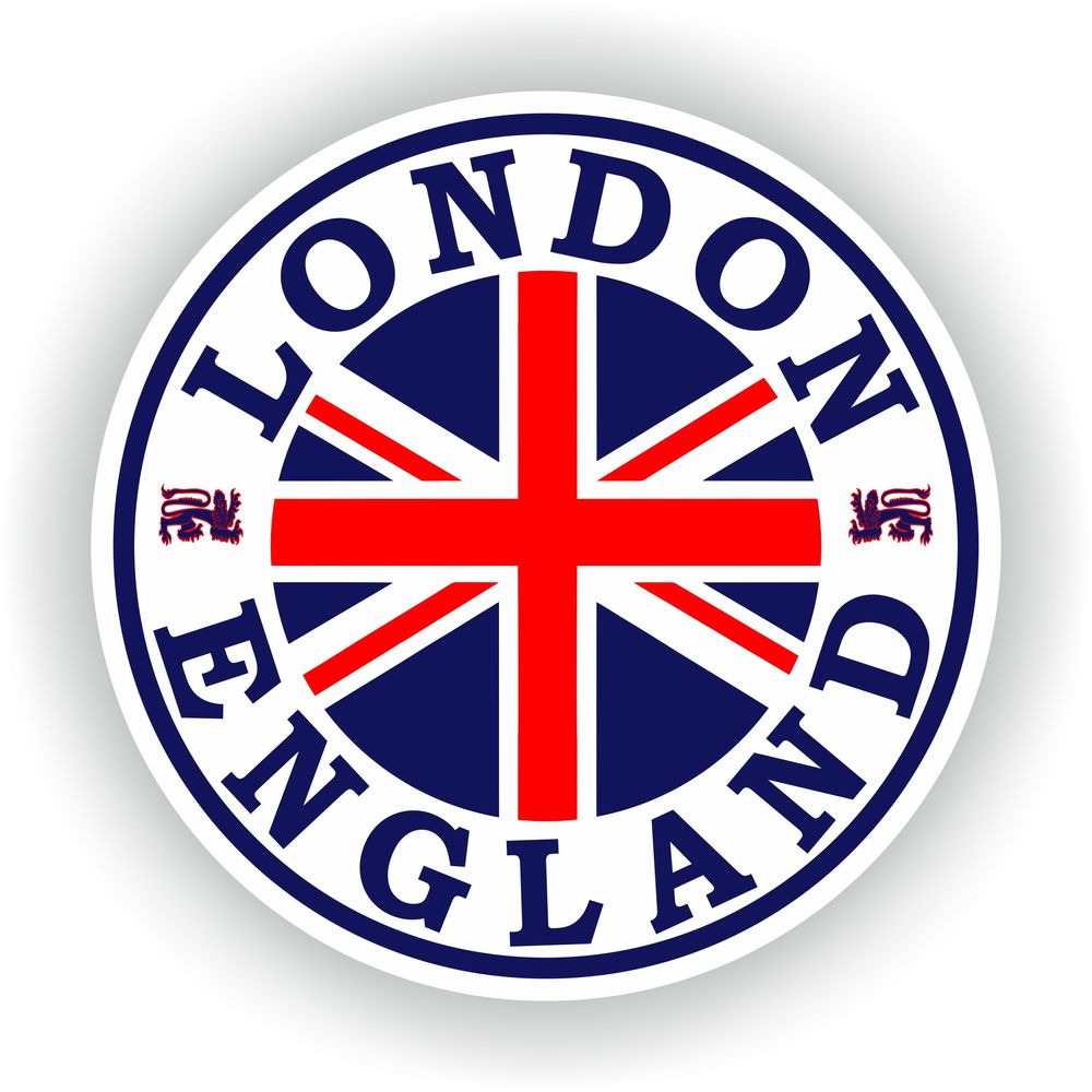 London England Sticker Seal Round Flag Union Jack