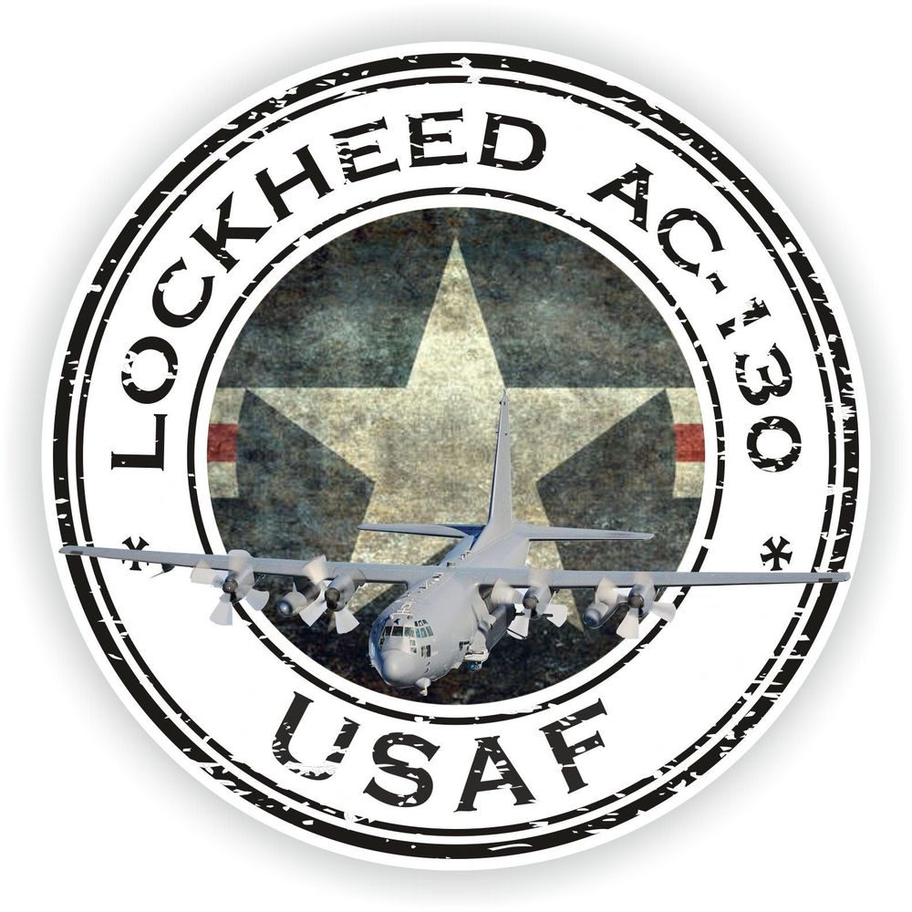 Lockheed Ac-130 USAF U.S.A.F. Military Seal Round Flag