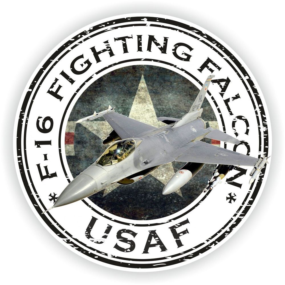 USA F-16 Fighting Falcon USAF U.S.A.F. Military Seal Round Flag