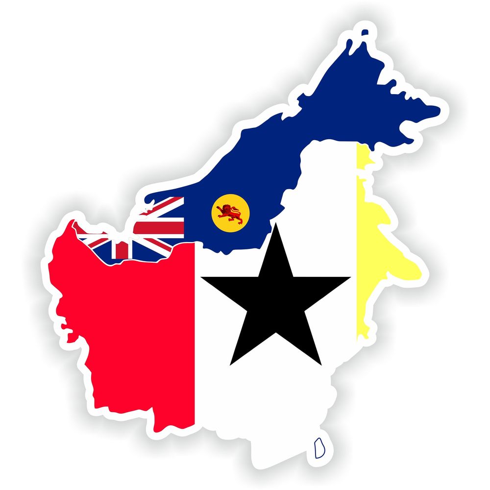 Borneo Map Flag Silhouette