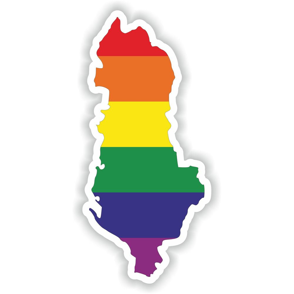 Albania Gay Rainbow Map Flag