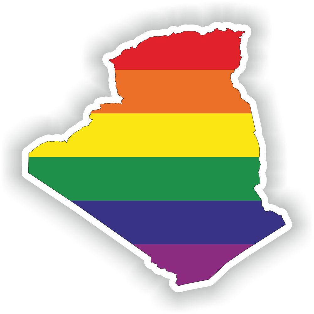 Algeria Gay Rainbow Map Flag
