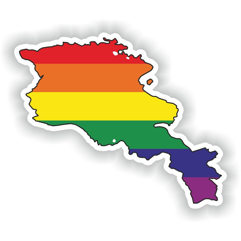 Armenia Gay Rainbow Map Flag