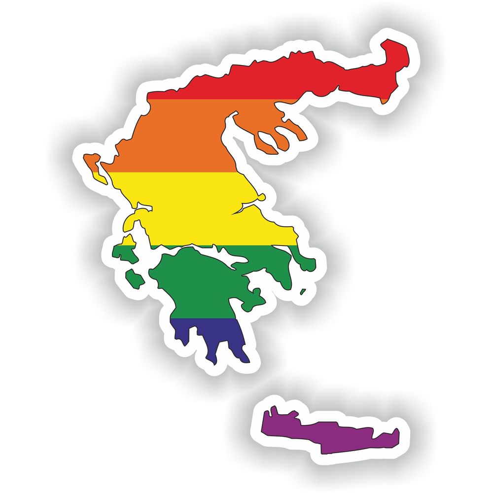 Greece Gay Rainbow Map Flag