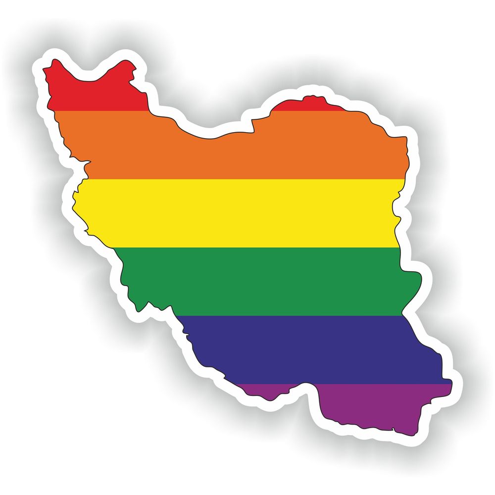 Iran Gay Rainbow Map Flag