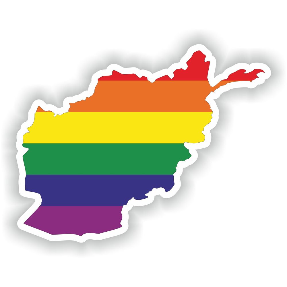 Afghanistan Gay Rainbow Map Flag