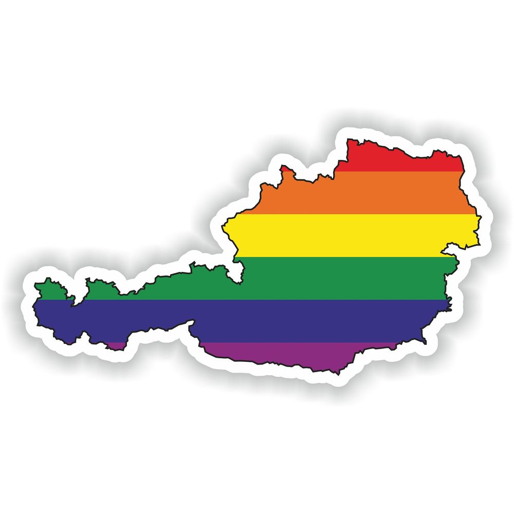 Austria Gay Rainbow Map Flag