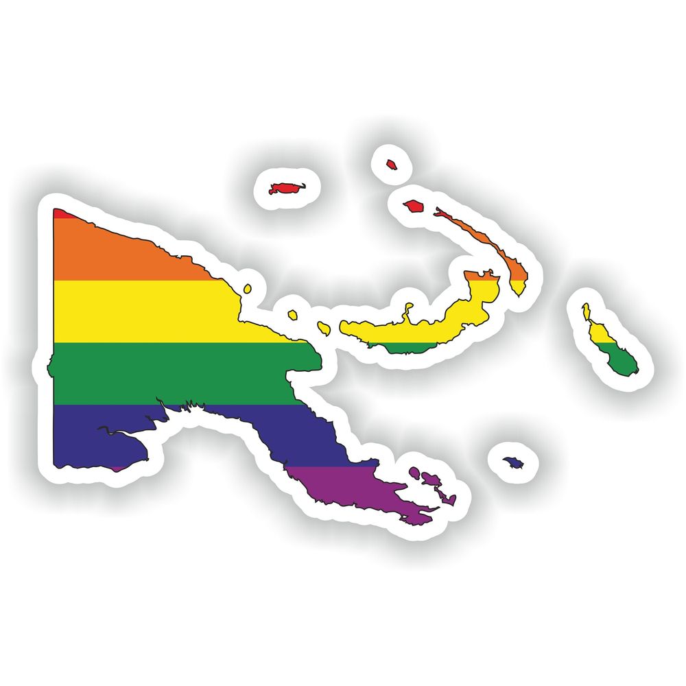 Papua New Guinea Gay Rainbow Map Flag