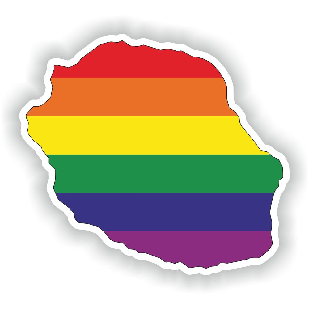 Reunion Gay Rainbow Map Flag