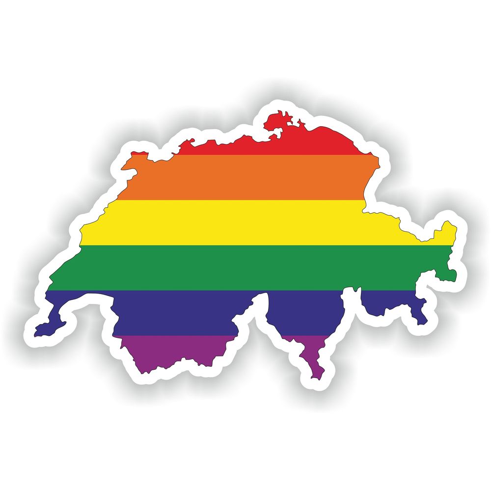Switzerland Gay Rainbow Map Flag