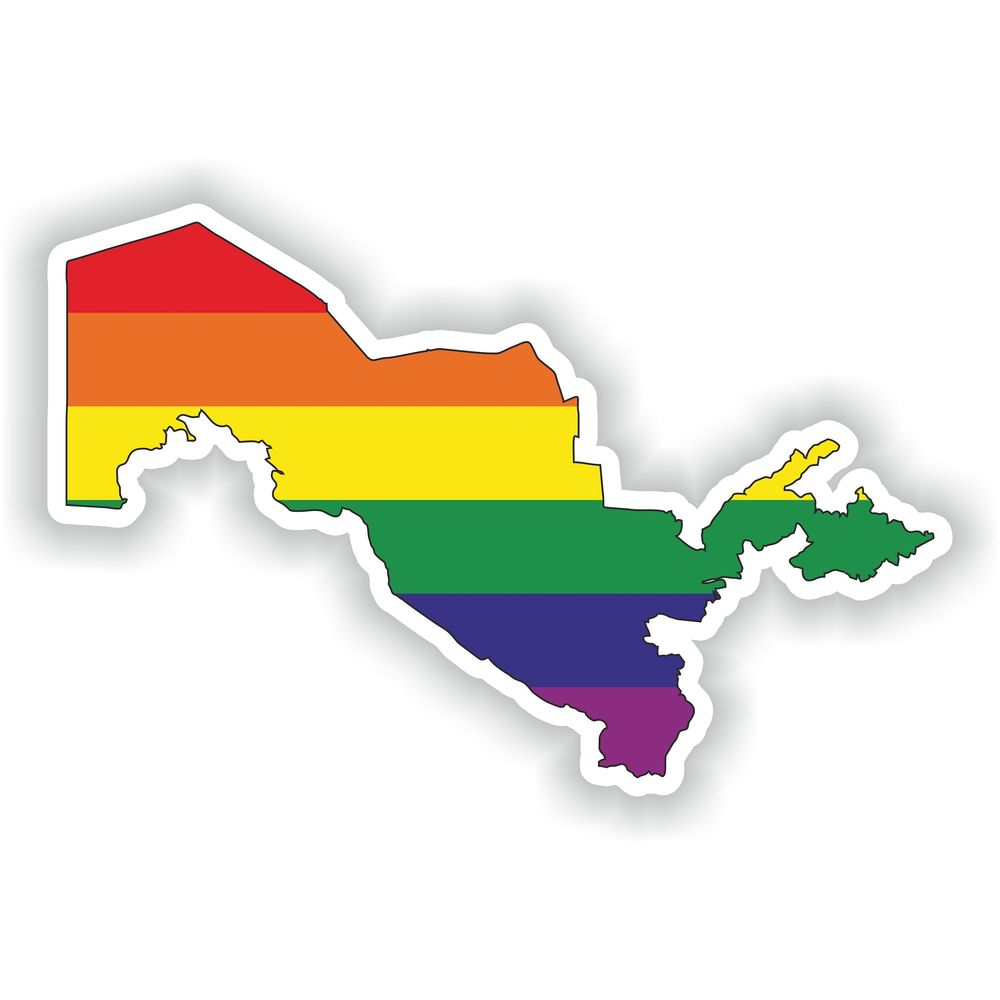 Uzbekistan Gay Rainbow Map Flag