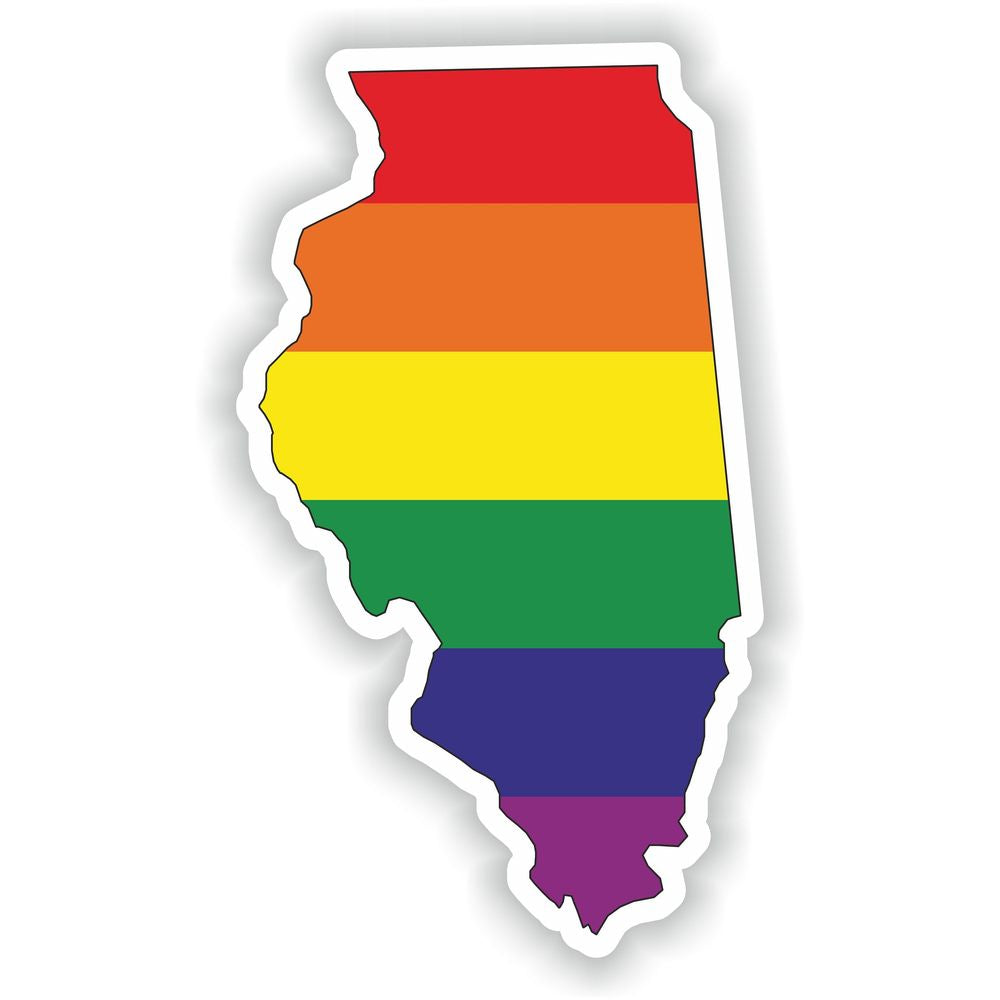 Illinois Gay Rainbow Map Flag