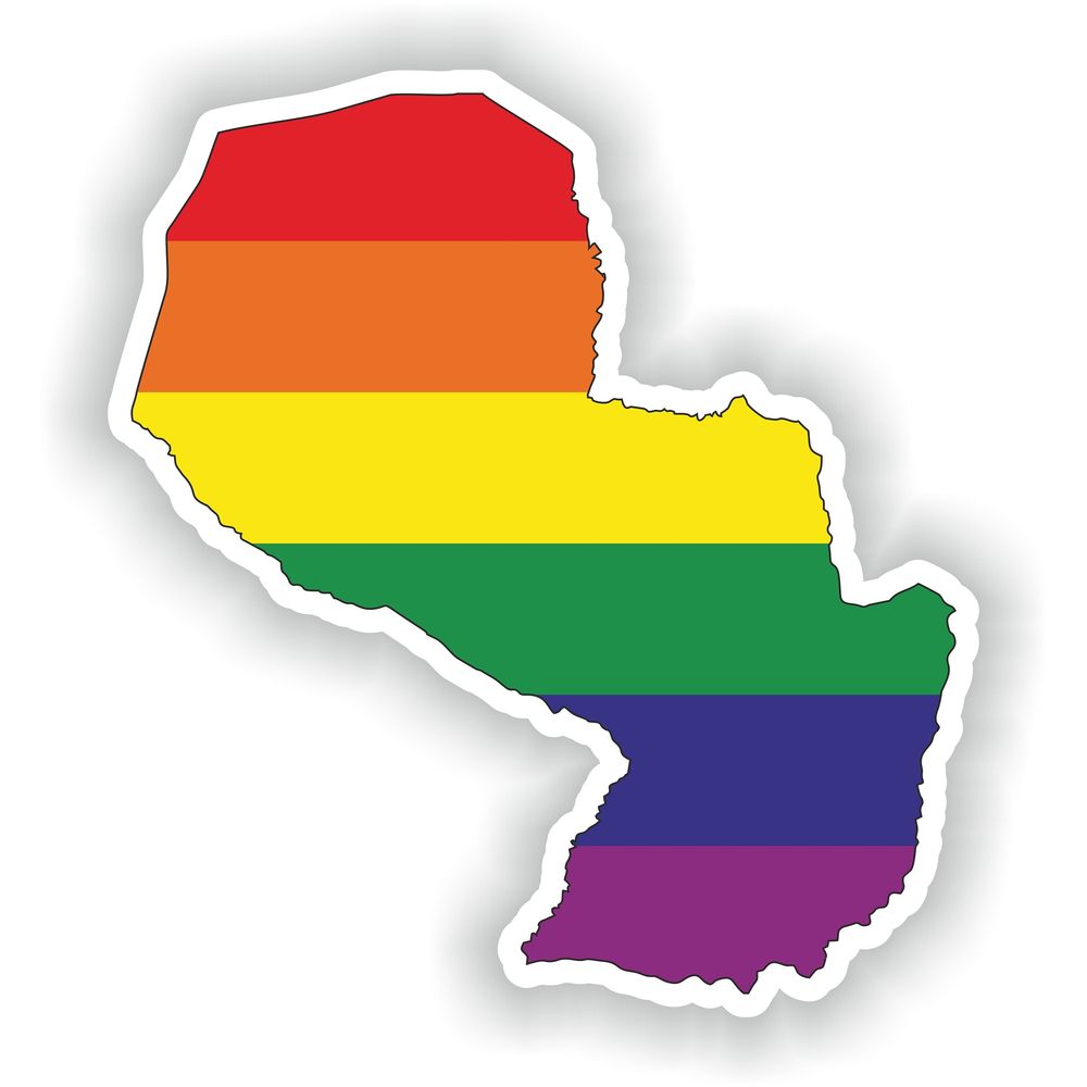 Paraguay Gay Rainbow Map Flag