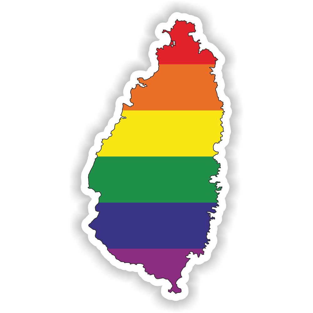 Saint Lucia Gay Rainbow Map Flag