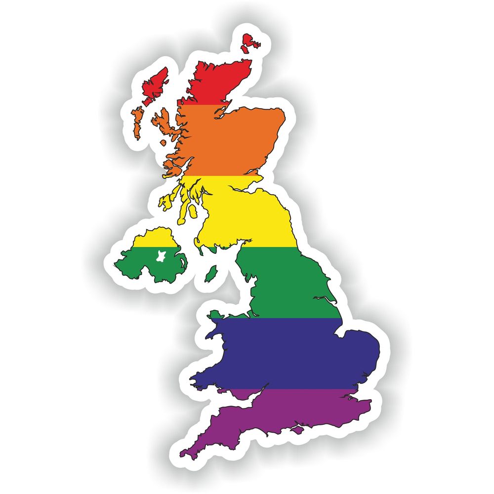 UK United Kingdom Gay Rainbow Map Flag