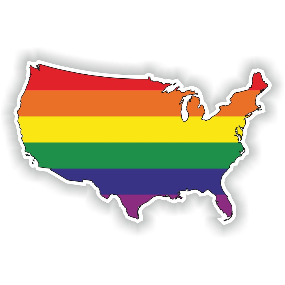 USA Gay Rainbow Map Flag