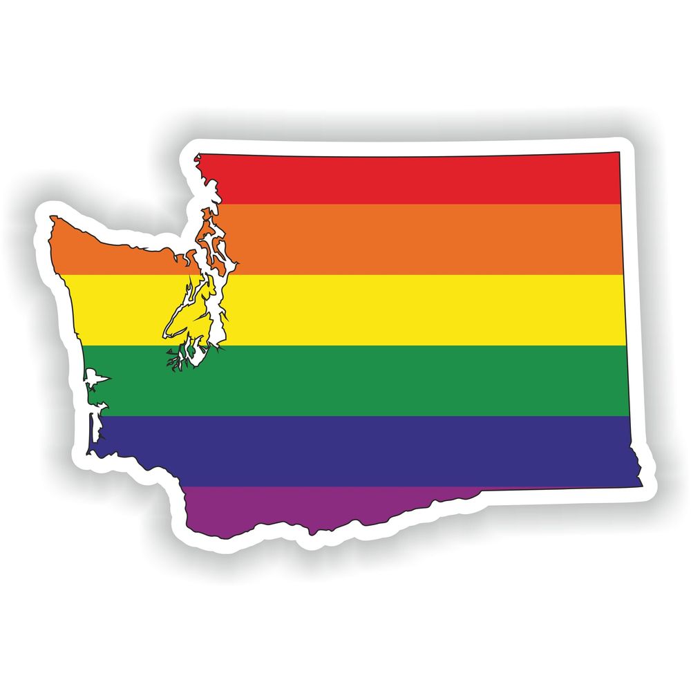 Washington Gay Rainbow Map Flag