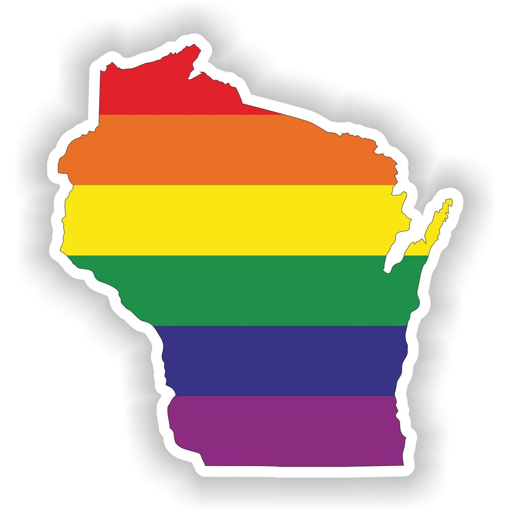 Wisconsin Gay Rainbow Map Flag