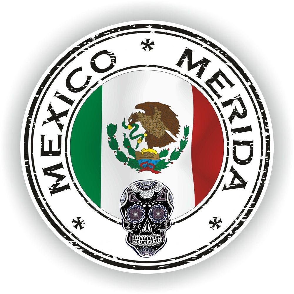 Mexico Merida Day Of The Dead Seal Round Flag