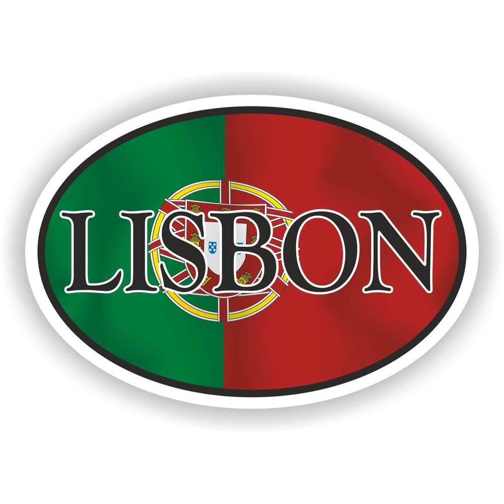 Lisbon Portugal City Country Code Oval With Flag