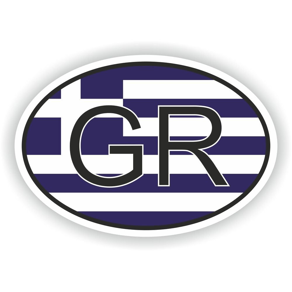 Greece Gr Country Code Oval With Flag