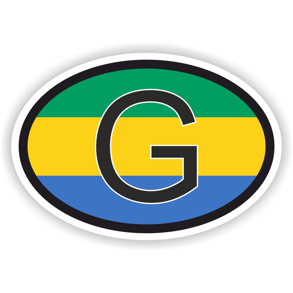 Gabon Country Code Oval With Flag