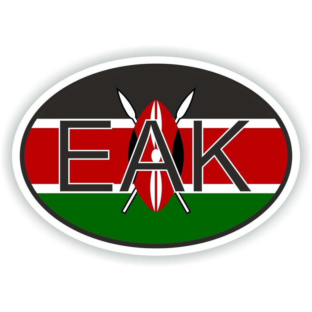 Kenya Country Code Oval With Flag
