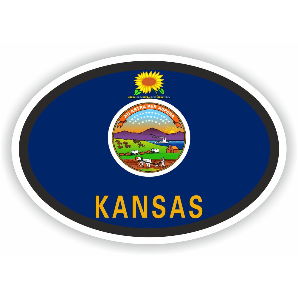 Kansas Country Code Oval With Flag