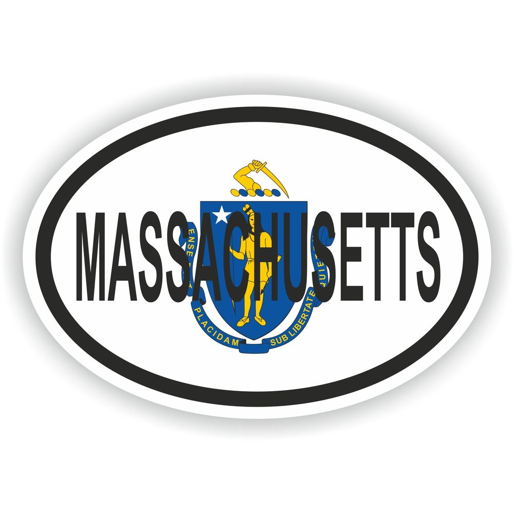 Massachusetts Country Code Oval With Flag