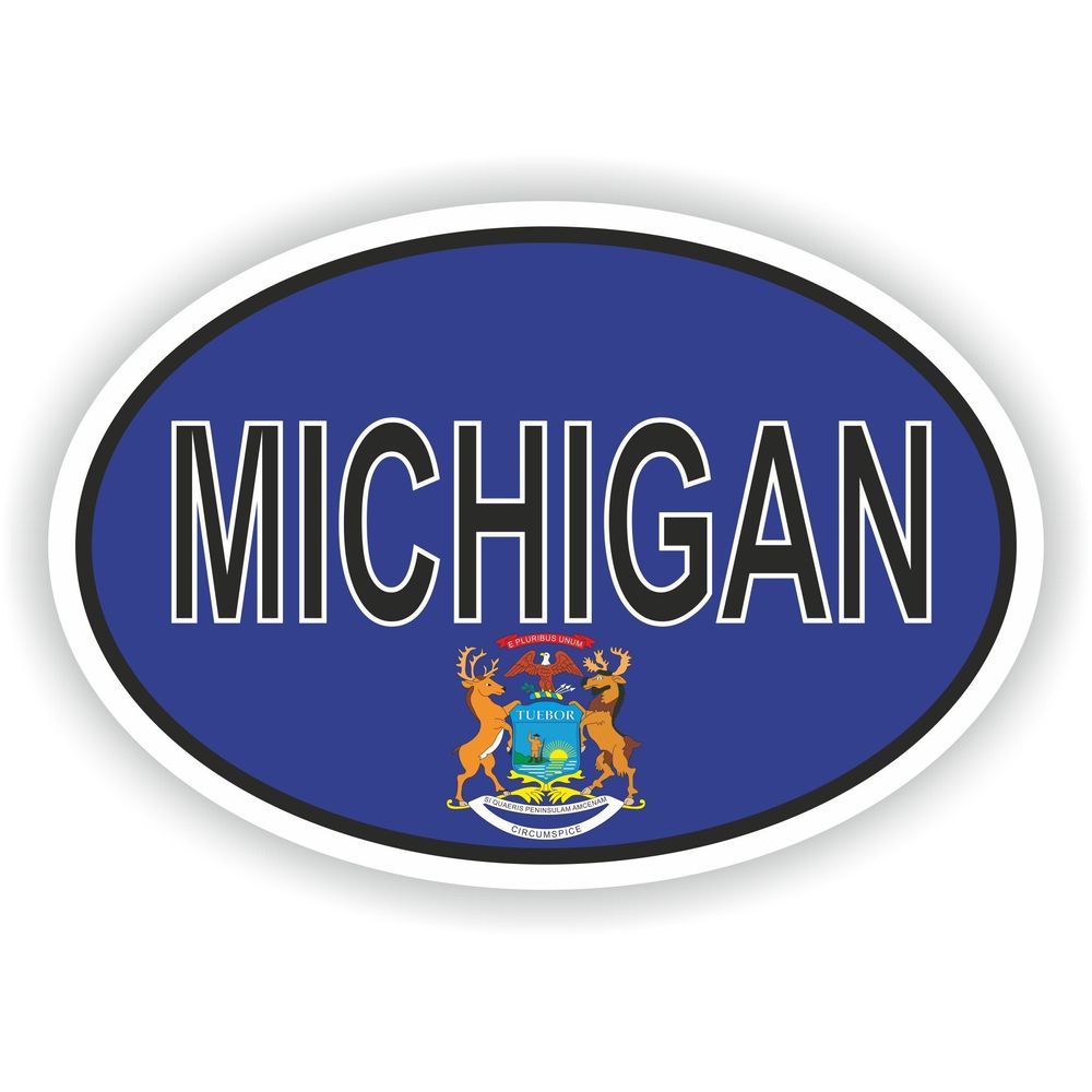 Michigan Country Code Oval With Flag