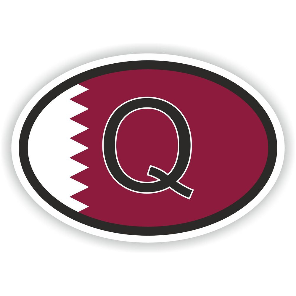Qatar Country Code Oval With Flag