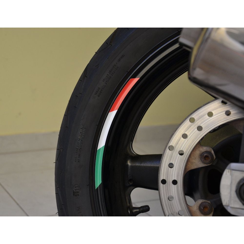 8 x Flag Stripes Italy Italian Tricolore Motorcycle Rim For 17" Wheel