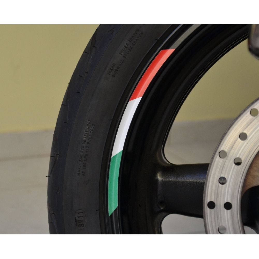 8 x Flag Stripes Italy Italian Tricolore Motorcycle Rim For 12"/13" Wheels