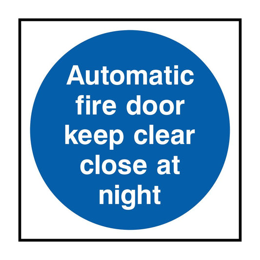 Automatic Fire Door Keep Clear Close At Night