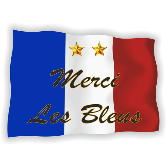France Waving Merci Les Bleus Flag