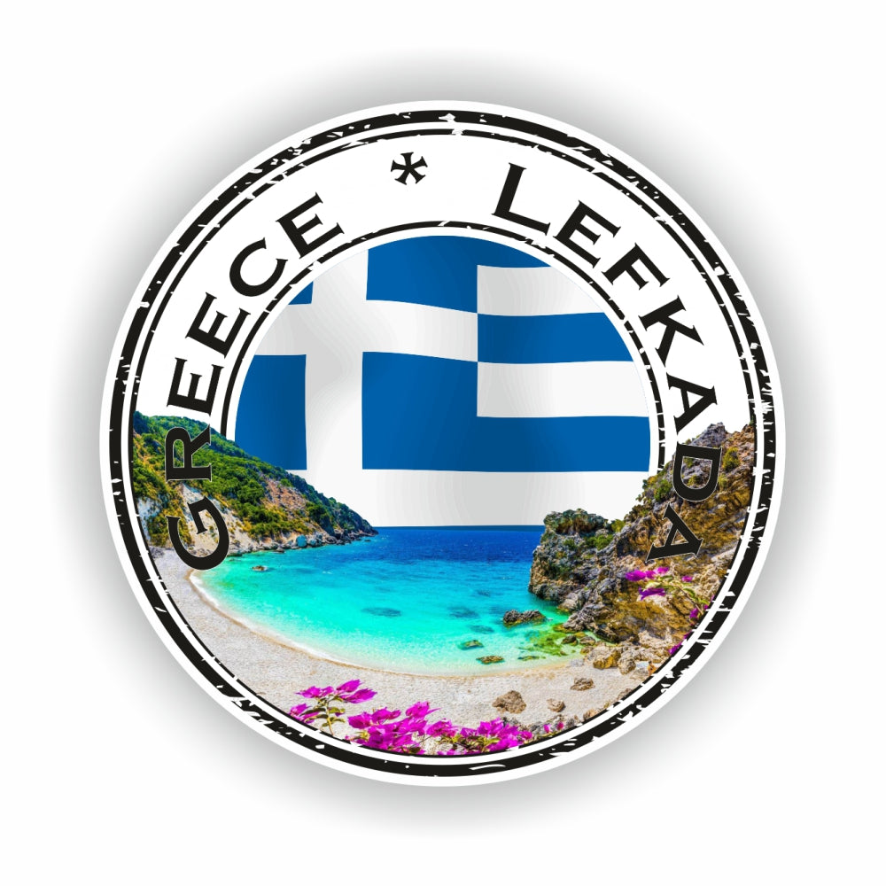 Lefkada Greece Seal Round Flag