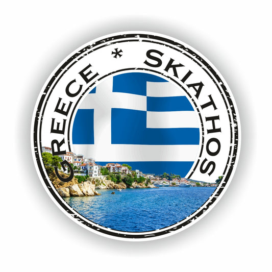 Skiathos Greece Seal Round Flag