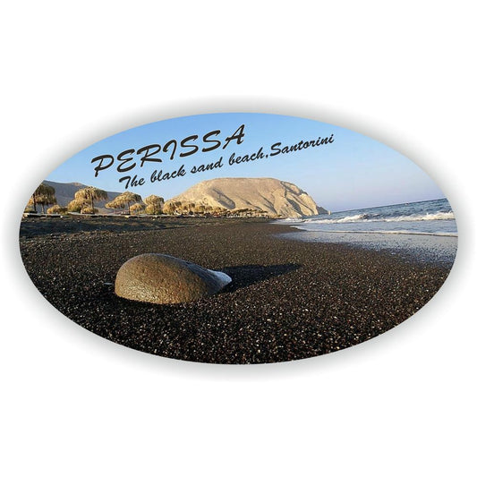 Perissa The Black Sand Beach Santorini Flag