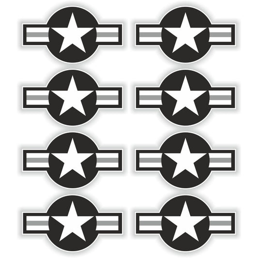 8 x Us Airstars Black Air Force Star Military