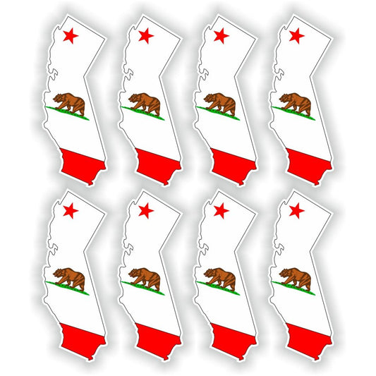8 x California Map Flag Silhouette