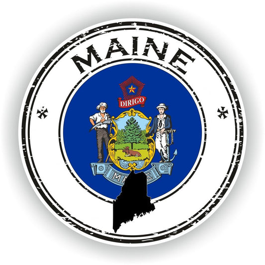 Maine Seal Round Flag