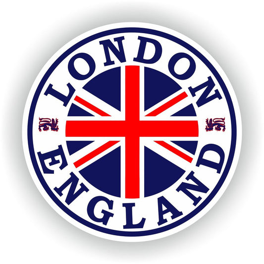 London England Sticker Seal Round Flag Union Jack