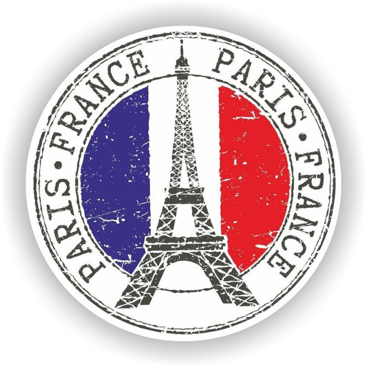 Paris France Sticker Seal Round Flag