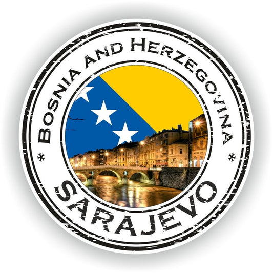 Sarajevo Bosnia And Herzegovina Seal Round Flag