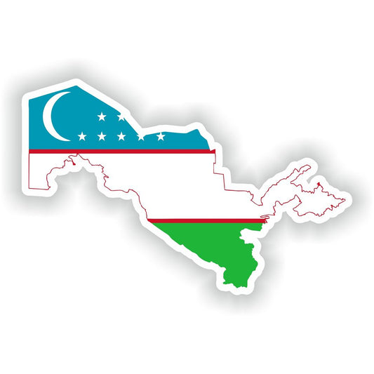 Uzbekistan Map Flag Silhouette