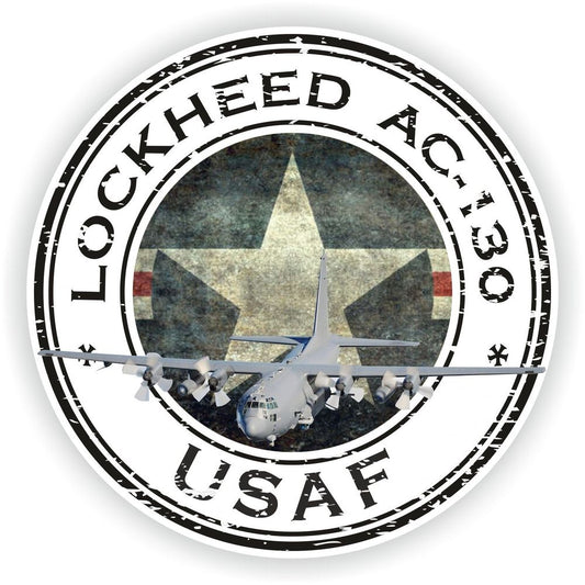 Lockheed Ac-130 USAF U.S.A.F. Military Seal Round Flag