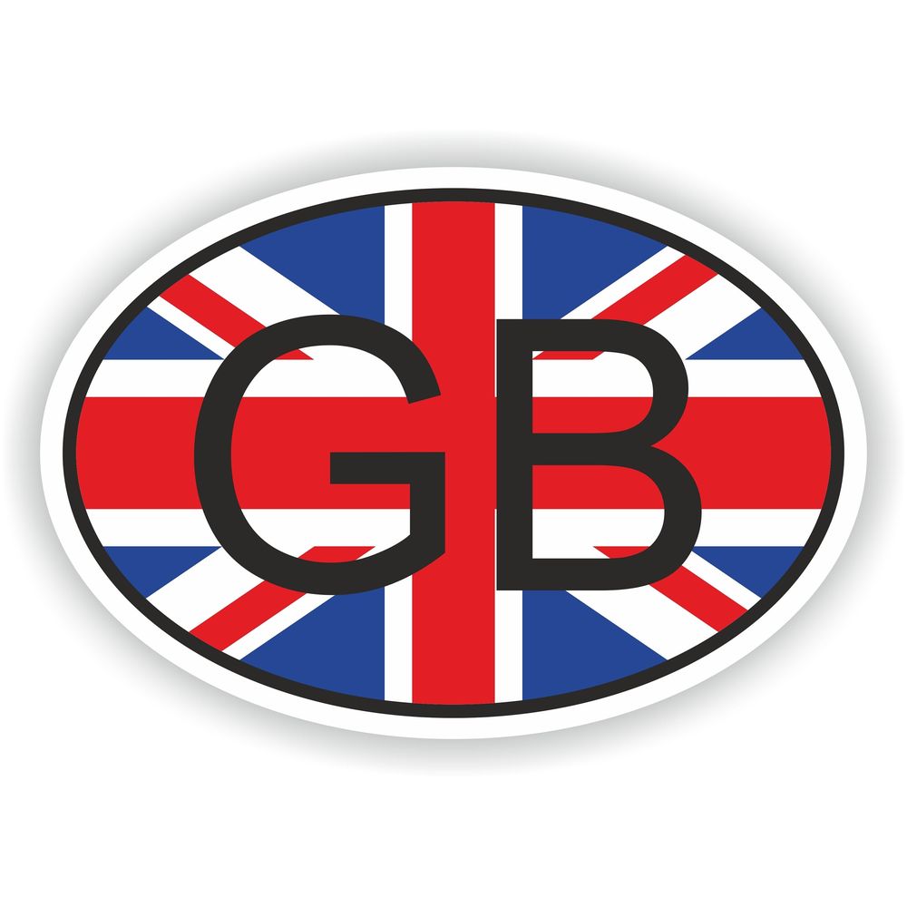 GB Country Code Oval With Union Jack Flag