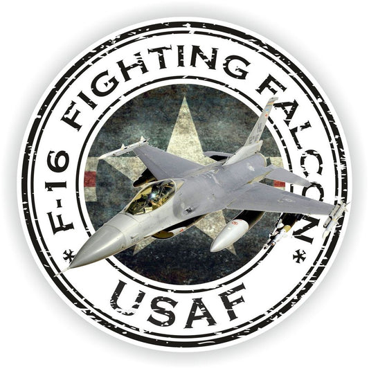 USA F-16 Fighting Falcon USAF U.S.A.F. Military Seal Round Flag
